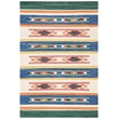 Safavieh Cotton Kilim 4' x 6' Hand Loomed Rug in Blue and Ivory