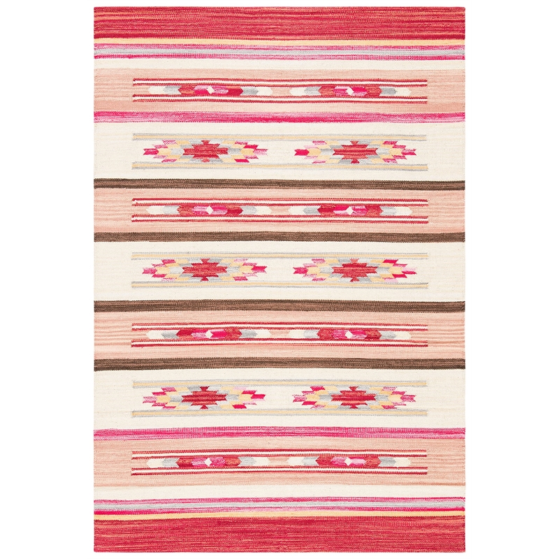 Safavieh Cotton Kilim 4' x 6' Hand Loomed Rug in Red and Ivory