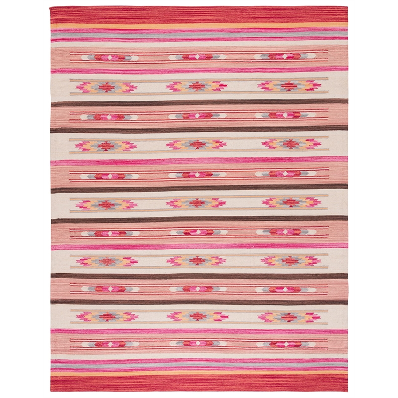 Safavieh Cotton Kilim 8' x 10' Hand Loomed Rug in Red and Ivory
