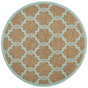 Safavieh Courtyard 6'7&quot Round Rug in Brown and Aqua