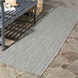 Safavieh Courtyard 2'3&quot x 6'7&quot Runner Rug in Gray and Navy