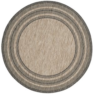 Safavieh Courtyard 5'3&quot Round Rug in Natural and Black