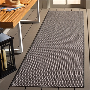Safavieh Courtyard 2'3&quot x 10' Runner Rug in Black and Beige