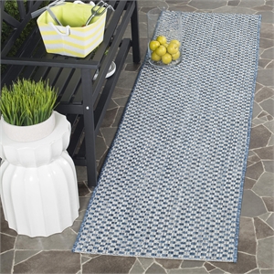 Safavieh Courtyard 2'3&quot x 6'7&quot Runner Rug in Blue and Light Gray