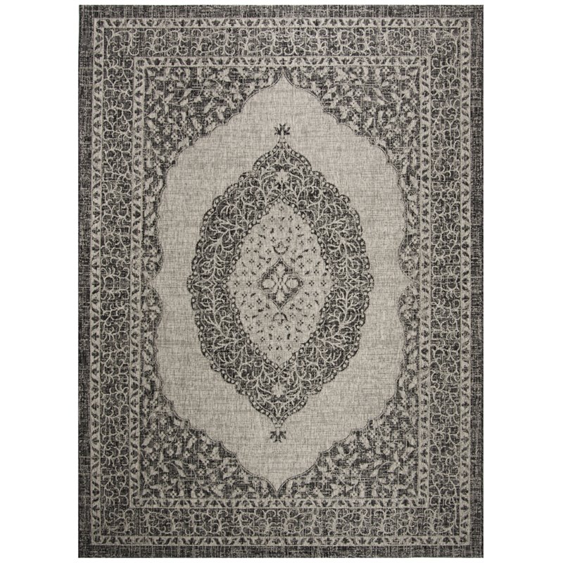 Safavieh Courtyard 9' x 12' Rug in Light Gray and Black
