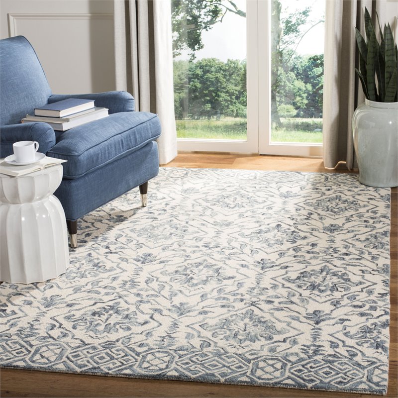 Safavieh Dip Dye 4' x 6' Hand Tufted Wool Rug in Blue and Ivory