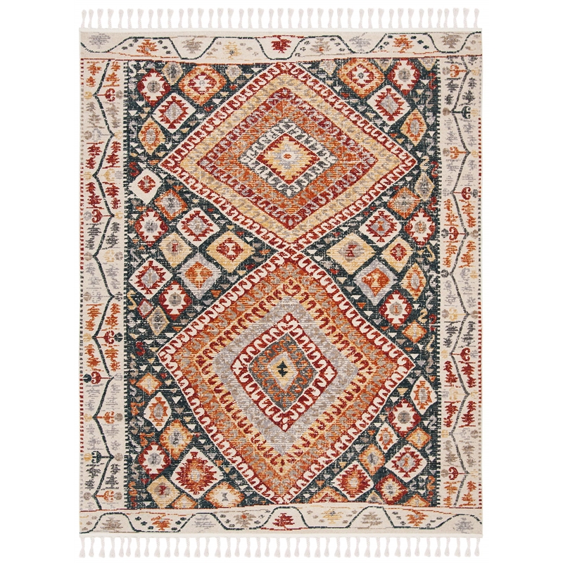 Safavieh Farmhouse 8' x 10' Rug in Orange and Navy