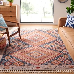 Safavieh Farmhouse 9' x 12' Rug in Orange and Navy