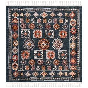Safavieh Farmhouse 6'3&quot Square Rug in Navy and Orange