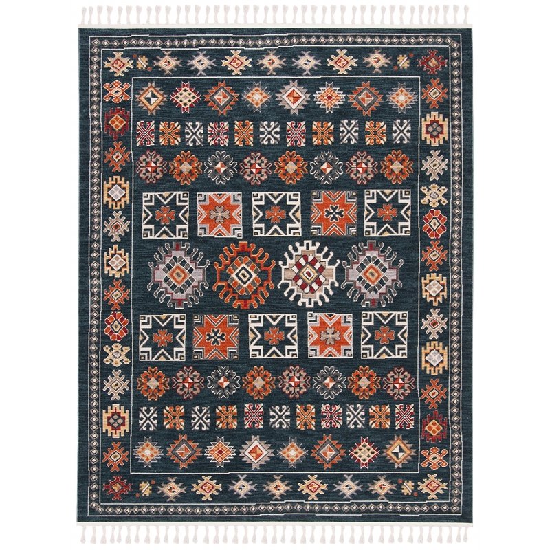 Safavieh Farmhouse 9' x 12' Rug in Navy and Orange