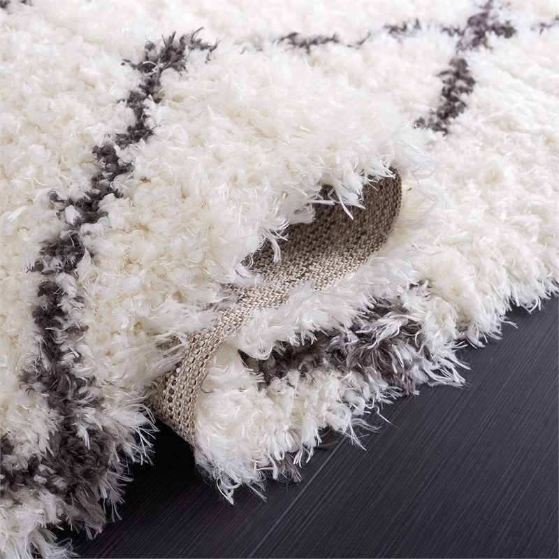 Safavieh Flokati 4' x 6' Rug in Ivory and Dark Gray