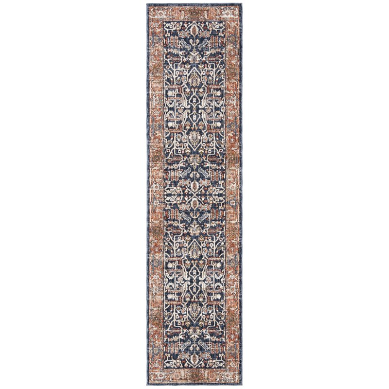 Safavieh Heirloom 2' x 8' Runner Rug in Navy and Beige