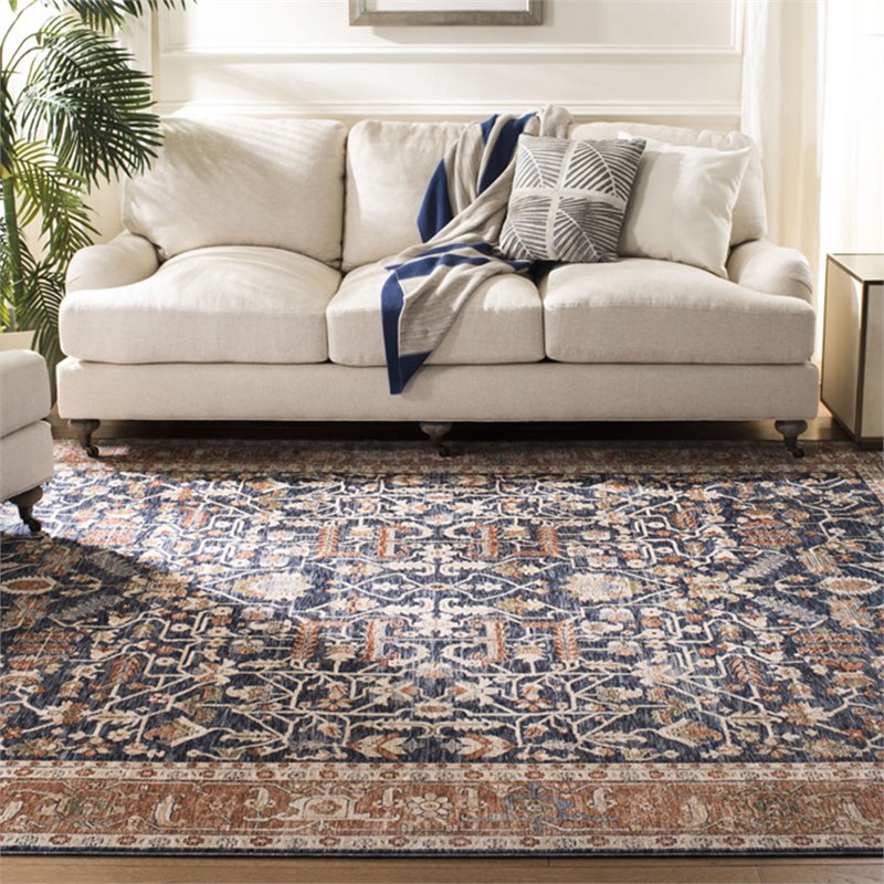 Safavieh Heirloom 4' x 6' Rug in Navy and Beige