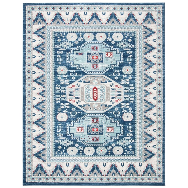 Safavieh Kazak 100 8' X 10' Power Loomed Rug in Blue / Cream