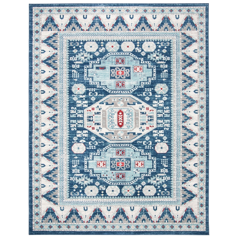 Safavieh Kazak 100 8' X 10' Power Loomed Rug in Blue / Cream