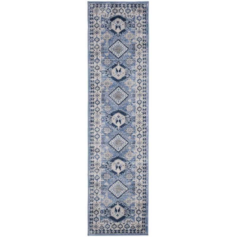 Safavieh Kazak 2' x 8' Runner Rug in Blue and Ivory
