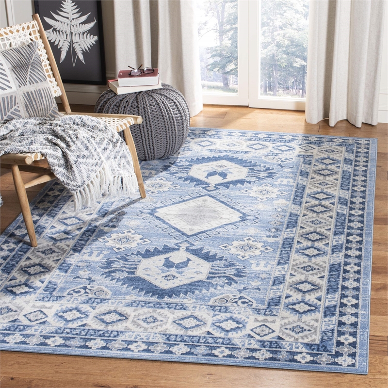 Safavieh Kazak 8' x 10' Rug in Blue and Ivory