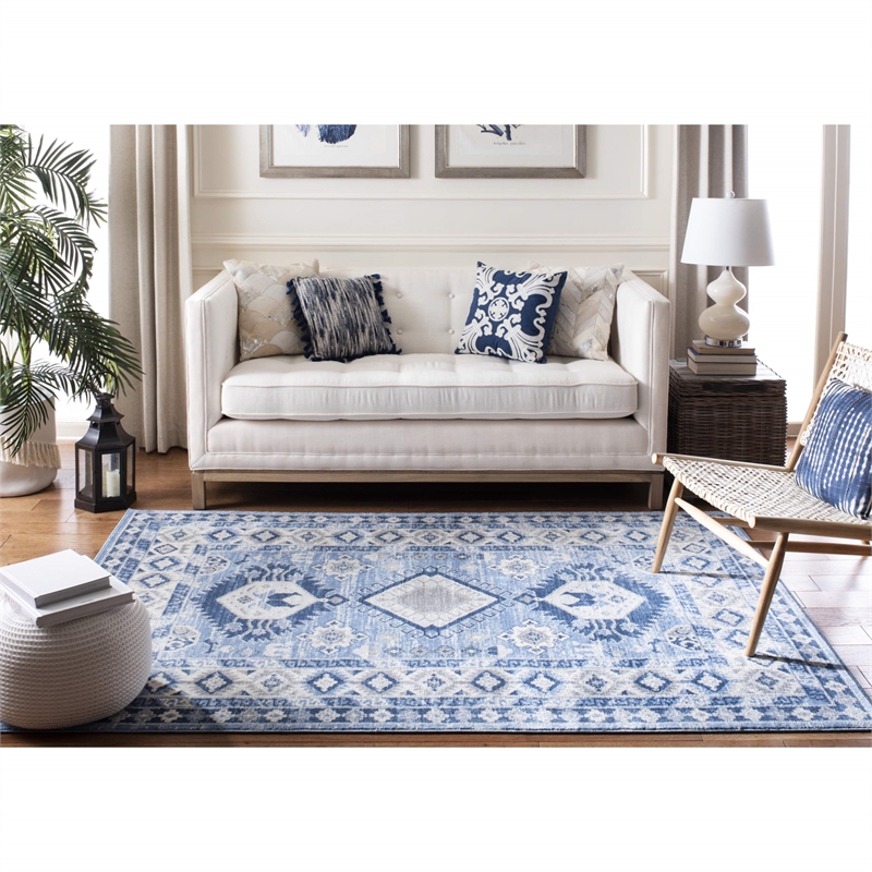 Safavieh Kazak 8' x 10' Rug in Blue and Ivory