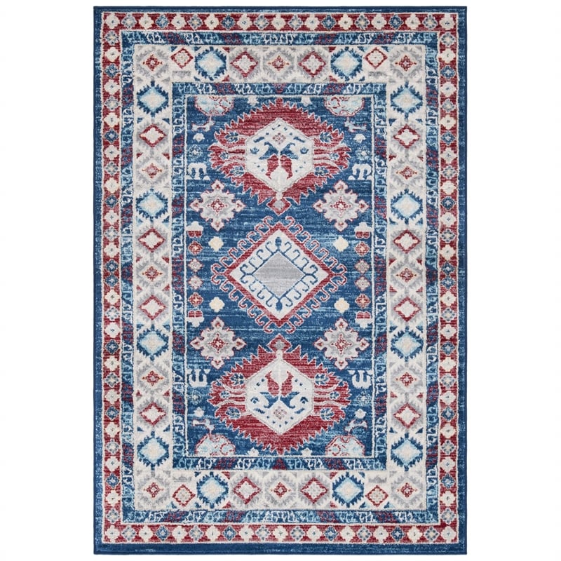 Safavieh Kazak 8' x 10' Rug in Navy and Red