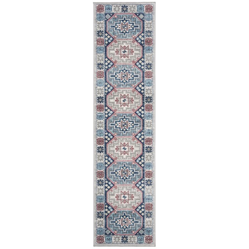 Safavieh Kazak 2' x 8' Runner Rug in Gray and Blue