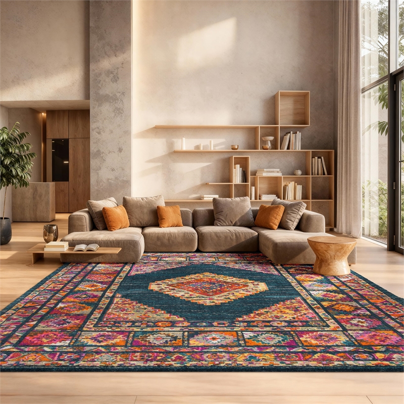 Safavieh Madison 10' x 14' Rug in Blue and Fuchsia