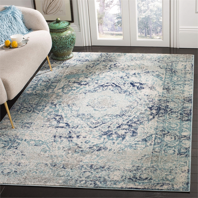Safavieh Madison 10' x 14' Rug in Ivory and Blue