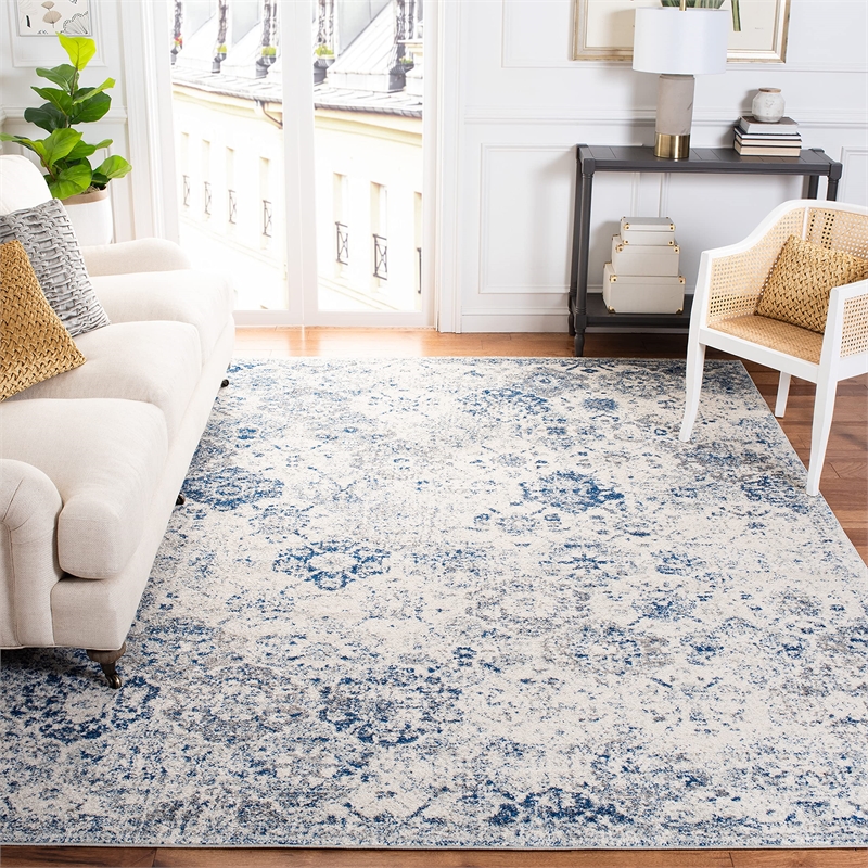 Safavieh Madison 9' x 12' Rug in White and Royal Blue