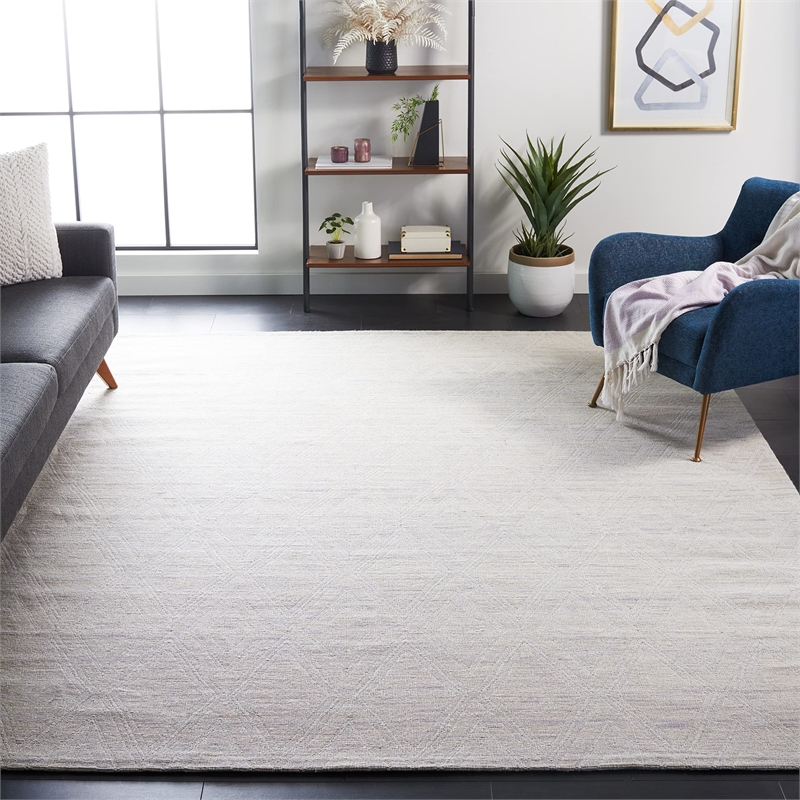 Safavieh Marbella 10' x 14' Hand Loomed Wool Rug in Gray and Ivory