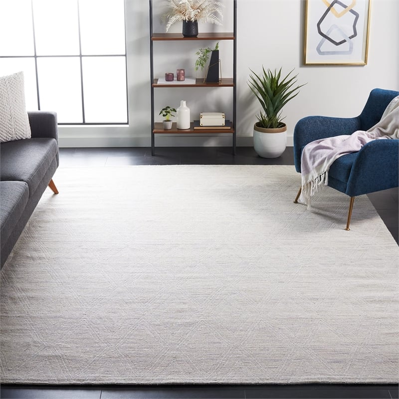 Safavieh Marbella 9' x 12' Hand Loomed Wool Rug in Gray and Ivory