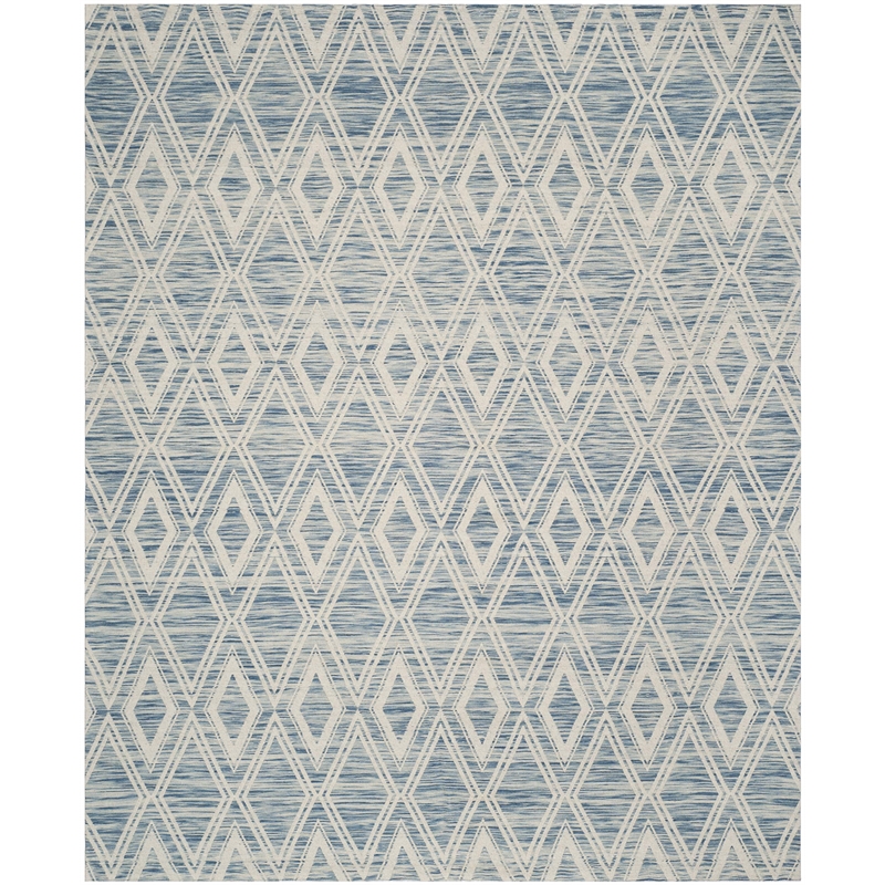 Safavieh Marbella 9' x 12' Hand Loomed Wool Rug in Dark Blue and Ivory