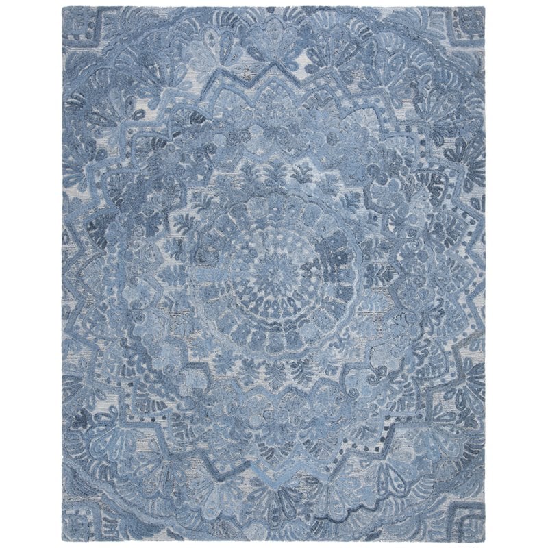 Safavieh Marquee 8' x 10' Hand Tufted Wool Rug in Blue and Ivory