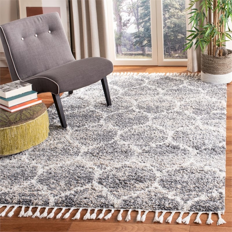 Safavieh Melrose 4' x 6' Shag Rug in Dark Gray and Ivory