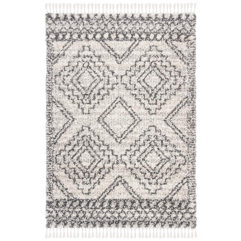 Safavieh Melrose 4' x 6' Shag Rug in Ivory and Gray
