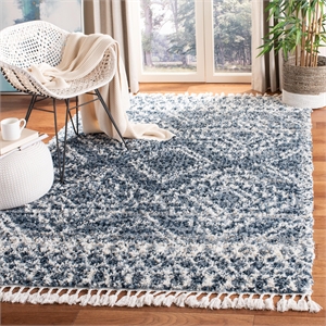Safavieh Melrose 4' x 6' Shag Rug in Navy and Ivory
