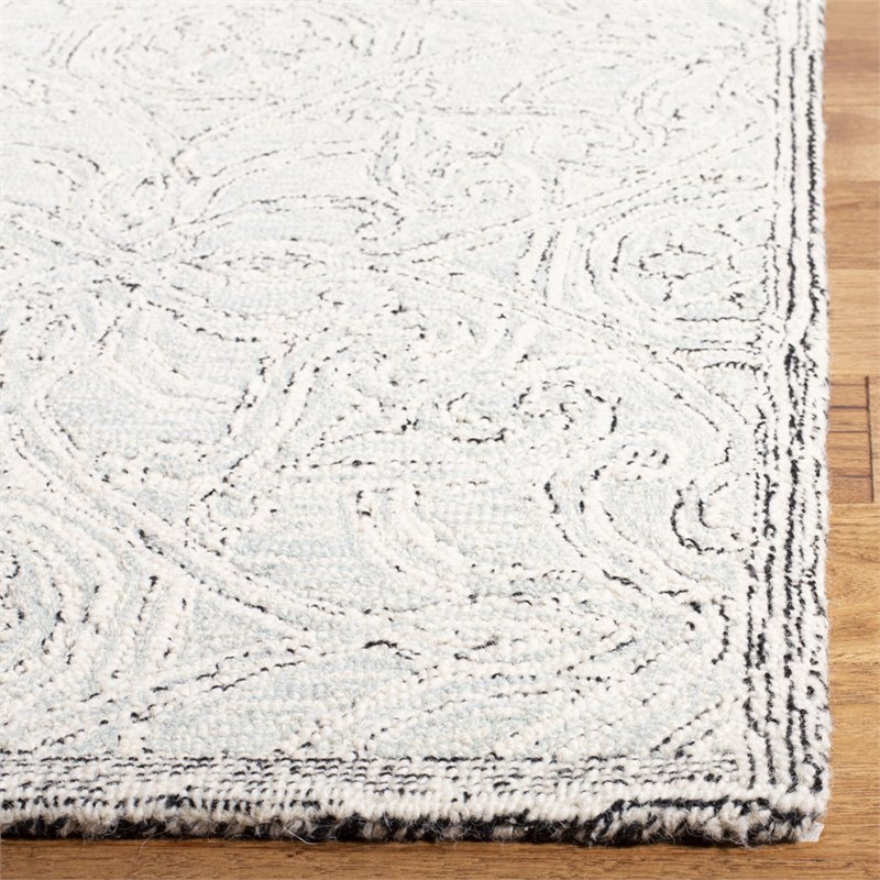 Safavieh Micro-Loop 5' x 8' Hand Tufted Wool Rug in Gray and Ivory