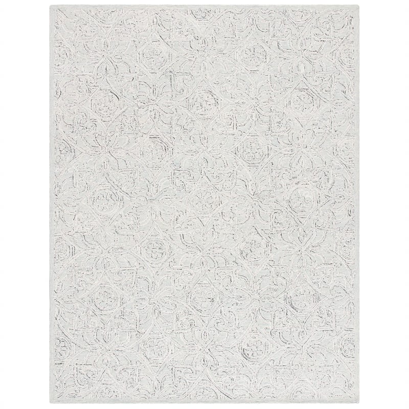 Safavieh Micro-Loop 8' x 10' Hand Tufted Wool Rug in Gray and Ivory