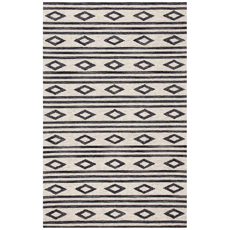 Safavieh Micro-Loop 4' x 6' Hand Tufted Wool Rug in Ivory and Charcoal