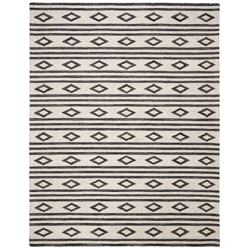 Safavieh Micro-Loop 5' x 8' Hand Tufted Wool Rug in Charcoal and Ivory