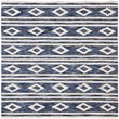 Safavieh Micro-Loop 5' Square Hand Tufted Wool Rug in Navy and Ivory