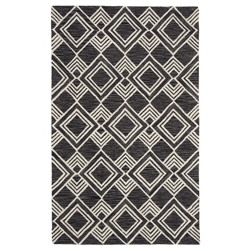 Safavieh Micro-Loop 5' x 8' Hand Tufted Wool Rug in Charcoal and Ivory