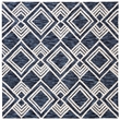 Safavieh Micro-Loop 5' Square Hand Tufted Wool Rug in Navy and Ivory
