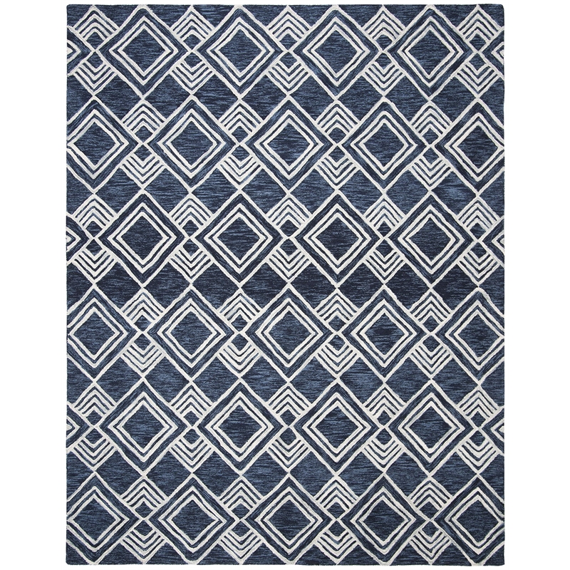 Safavieh Micro-Loop 8' x 10' Hand Tufted Wool Rug in Navy and Ivory