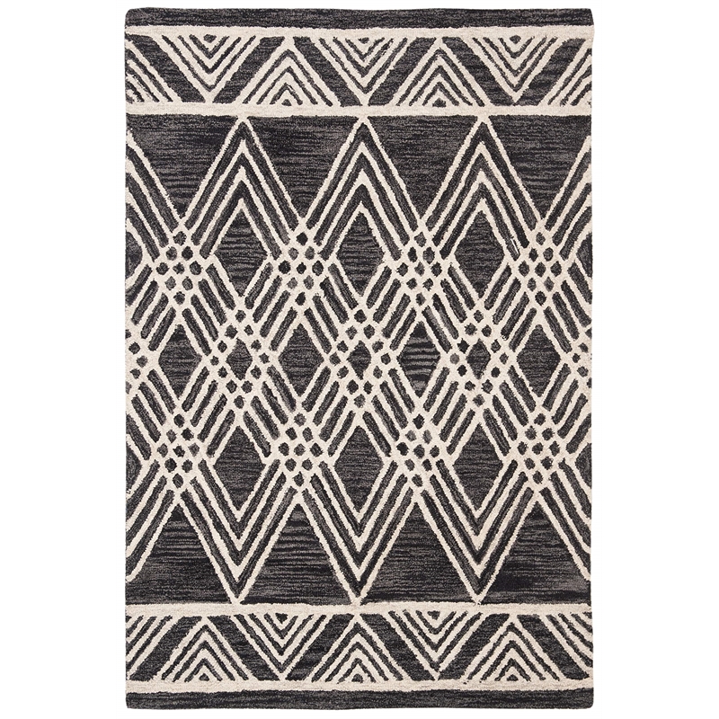 Safavieh Micro-Loop 4' x 6' Hand Tufted Wool Rug in Charcoal and Ivory
