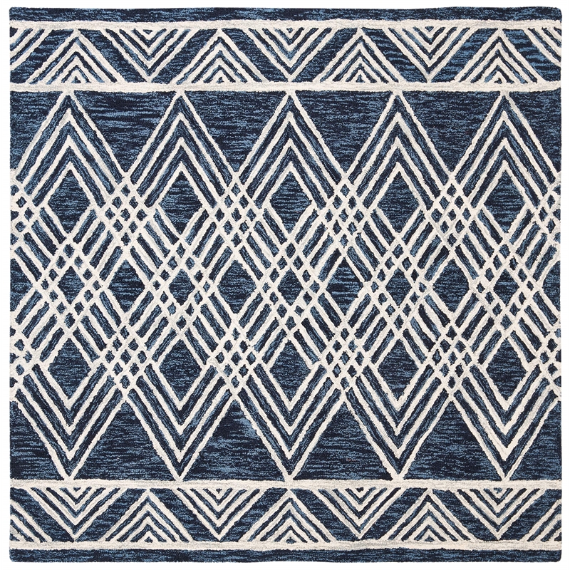 Safavieh Micro-Loop 5' Square Hand Tufted Wool Rug in Charcoal