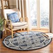 Safavieh Micro-Loop 5' Round Hand Tufted Wool Rug in Navy and Ivory