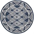 Safavieh Micro-Loop 5' Round Hand Tufted Wool Rug in Navy and Ivory