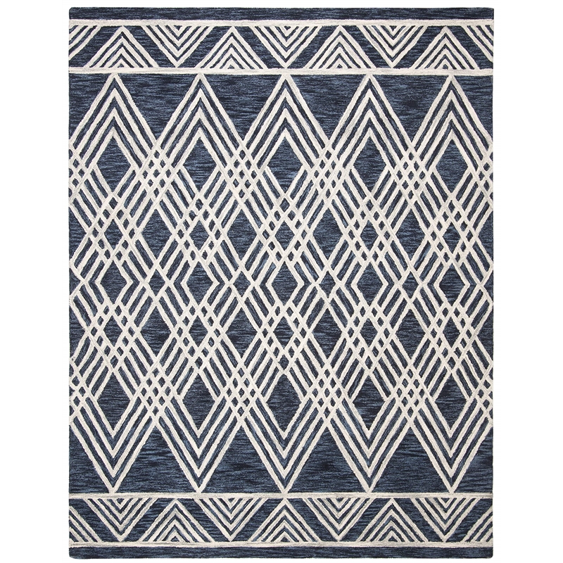Safavieh Micro-Loop 8' x 10' Hand Tufted Wool Rug in Navy and Ivory