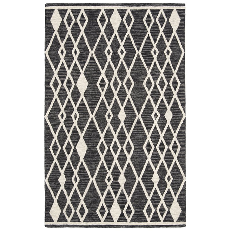 Safavieh Micro-Loop 4' x 6' Hand Tufted Wool Rug in Charcoal and Ivory