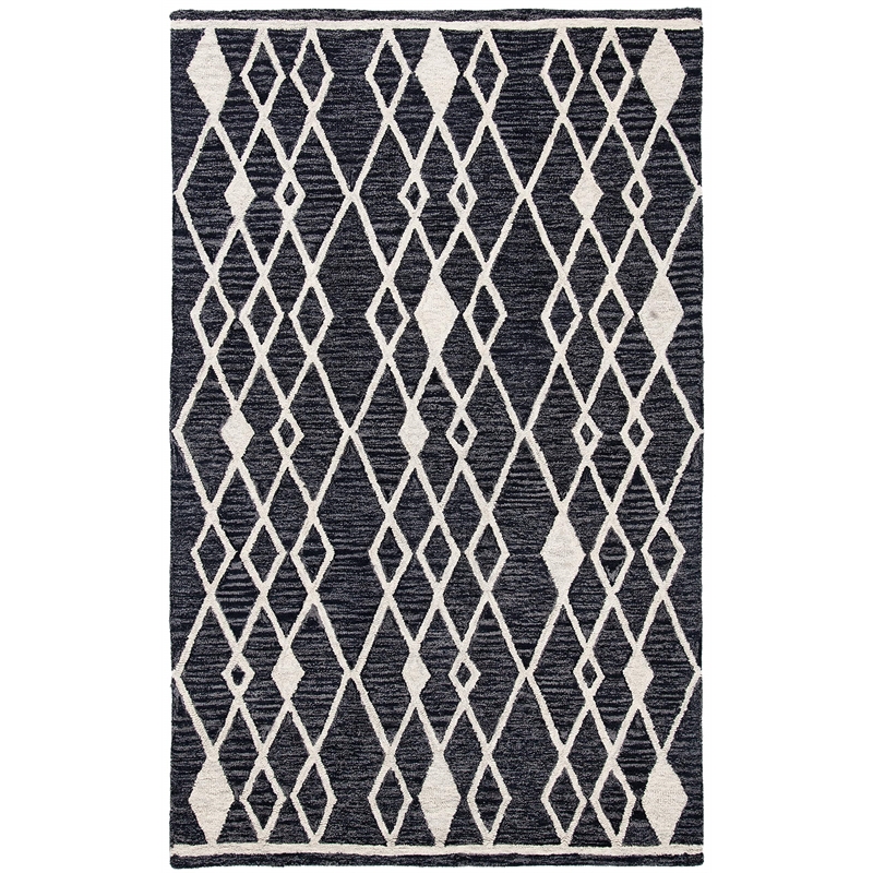 Safavieh Micro-Loop 5' x 8' Hand Tufted Wool Rug in Charcoal and Ivory