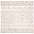 Safavieh Micro-Loop 5' Square Hand Tufted Wool Rug in Beige and Ivory